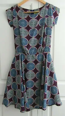 Lovely Blue Patterned Dress By Max C London - Size 12 • £24