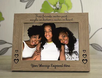 True Friends Photo Frame Personalised Engraved Wooden Gift Friendship Keepsake  • £10.99
