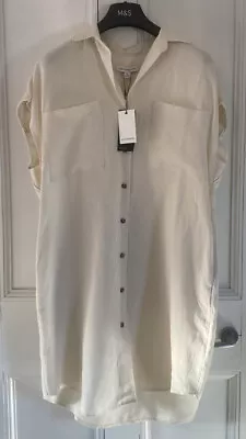 Marks And Spencer Autograph Tencel Linen Rich Shirt Tunic Dress Size 14 Bnwt • £29.50