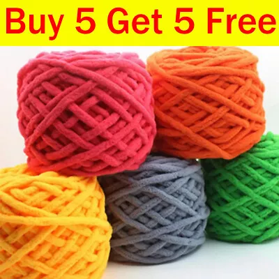 5+5 100g Skeins Yarn Chunky Crochet Chenille Milk Soft Baby Velvet Knitting Wool • £4.73