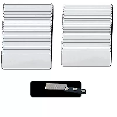 50 Blank 1 X 3 Silver Name Badge Kit (a) Tags 1/8  Corners Magnets & Labels • $126