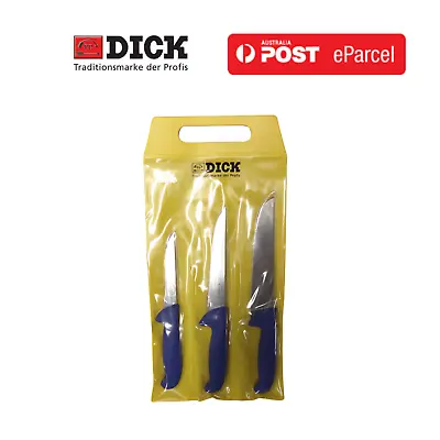 F. Dick 8255300 3-Piece Blue Butchers Chefs Knife Set Pouch Ergogrip Germany  • $120