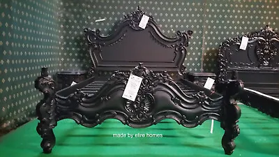 USA Queen 60 X80  Gothic Black Designer Baroque French Style Mahogany Bed • $2272.59