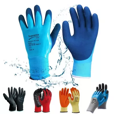 Waterproof Palm Work Gloves Safety Grip Latex Glove Garden Builder Ladies/Men’s • £2.49