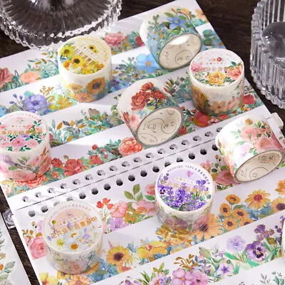 Blossom Flower Adhesive Washi Tape Paper Masking Journal Card DIY Decor Stickers • £2.87
