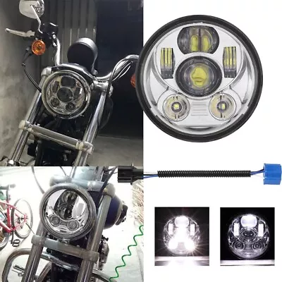 Chrome 5-3/4  5.75 LED Headlight High Low For Harley Sportster XL 883 1200 Dyna • $39.99