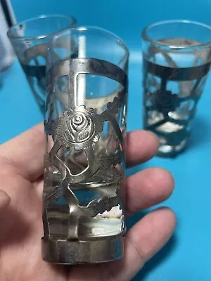 Sterling Silver Overlay SHOT GLASSES..VINTAGE • $25