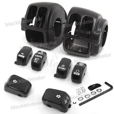 $39.42 • Buy For Harley Sportster Dyna Softail Black Switch Housing Cover+Switch Cap Buttons