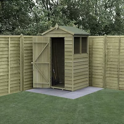 Forest 4Life 4x3 Overlap Apex Shed Single Door 2 Window Garden Storage Free Del • £219.99