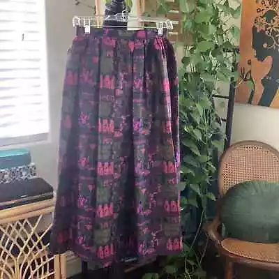 Vintage Handmade Jewel Tone A Line Full Circle Midi Ball Skirt • $22