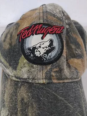 Vintage Ted Nugent Hunting Mossy Oak Breakup Camo Ball Cap Hat • $19