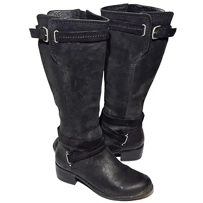 UGG Australia Darcie Womens Size 7 Black Leather Tall Riding Boots 1004172 • $49.33
