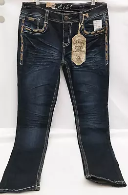 L.A. Idol Thick Stitch Pattern Blue Jeans Women's Size 11 33x30  WE • $41.99