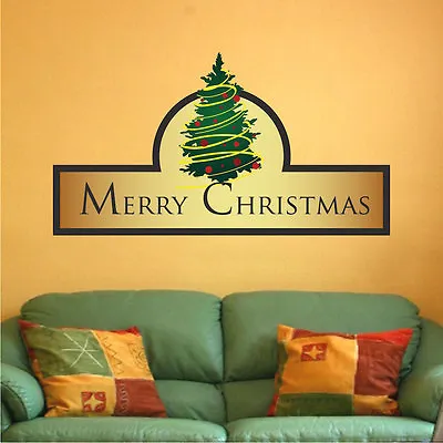 Merry Christmas Wall Decal Winter Wallpaper Seasonal Decorations Vinyl H30 • $72.95