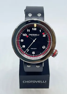 $120.96 • Buy Chotovelli Gauge 45mm Alfa Romeo Contagiri Dial Black Leather Men's Watch 8000.3
