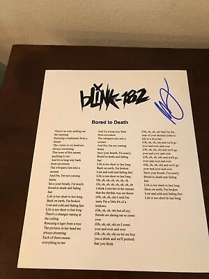 Matthew Matt Skiba Blink 182 Bored To Death Signed Lyric Sheet COA E8 • $89.99