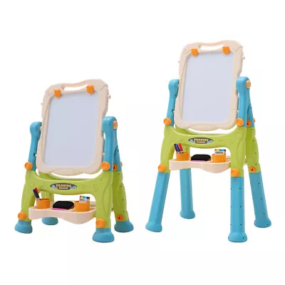 Childs Double Sided Folding Magnetic Drawing Board Easel Colour Chalk For Kids • £39.95