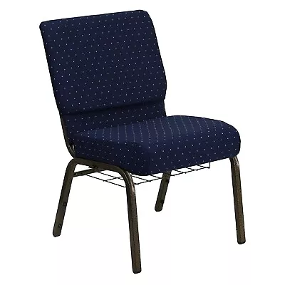 Flash Furniture 21 X 4 Dot Patterned Church Chairs W/Cup Book Rack & Gold Vein • $219.98