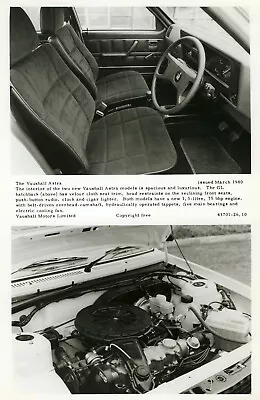 Vauxhall Astra Mk1 GL Interior & Engine Press Photo March 1980  • $4.32