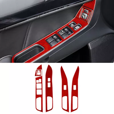 Red Window Control Switch Cover Carbon Fiber Sticker For Mitsubishi LANCER 08-15 • $44.99