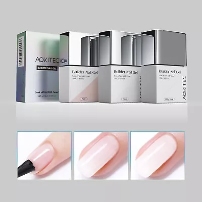 Aokitec Professional LED UV Hard Gel Builder Nail Gel Clear Nude White Salon DIY • $9.99