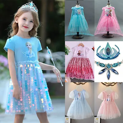 Girls Dress Frozen 2 Elsa And Anna Tutu Costume Sparling Gift Ideas Size 2-10Yrs • $21.95