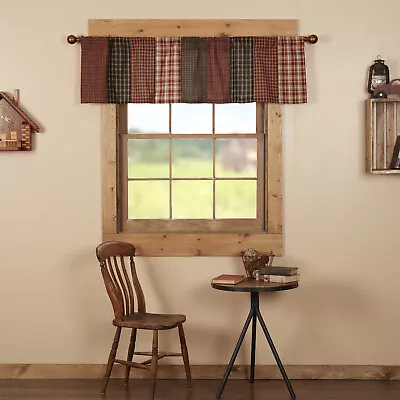 VHC Brands Beckham Rustic Valance Patchwork Rust Khaki Soft Black 16x60  • $16.20