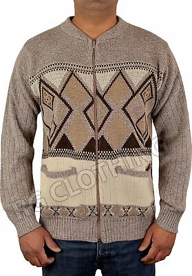 Men's Classic Grandad Zip-up Cardigan Jumper Knitwear Size S-5XL • £16.99