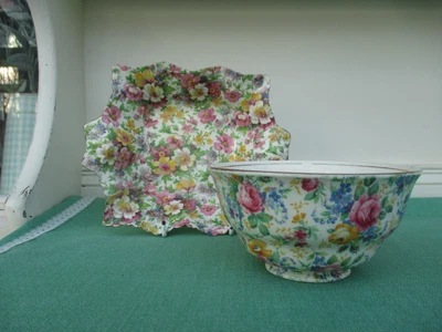 £11.90 • Buy Chintz JAMES KENT  Du Barry  Fenton Trinket Dish &  Rosalynde  Sugar Bowl - VGC