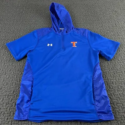 Under Armour Hoodie Mens Medium Short Sleeve Blue 1/4 Zip Pullover Sweatshirt • $8.48