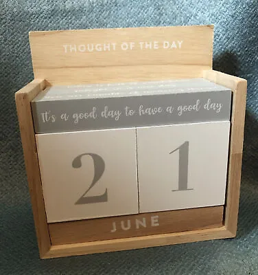 £18.66 • Buy Inspirational Messages Wood Block Perpetual Calendar Desktop Tabletop Decor Dorm