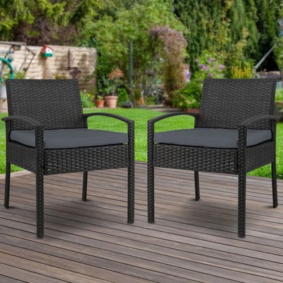 $187.37 • Buy Set Of 2 Outdoor Dining Chairs Wicker Chair Patio Garden Furniture Lounge Settin