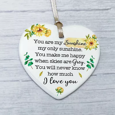 Positive Gifts You Are My Sunshine-Ceramic Heart Plaque Keepsake Birthday Cards • £5.49