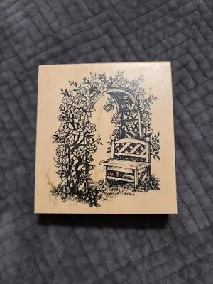 Vtg 1995 PSX Rose Arbor Trellis & Bench Wood Mounted Rubber Stamp K-1792 USA • $8.50