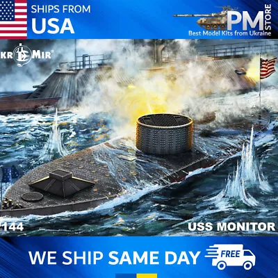 Mikro Mir 144-028 Civil War Ironclad Warship USS Monitor 1/144 Plastic Model Kit • $78.95