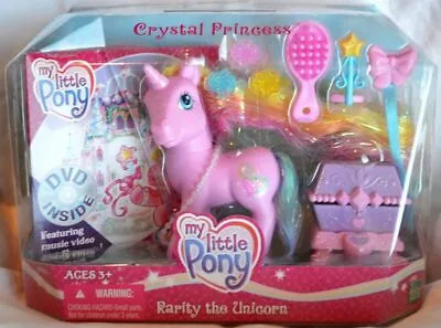 MIB My Little Pony G3 Crystal Princess Rarity The Unicorn W/ DVD! RARE! • $50