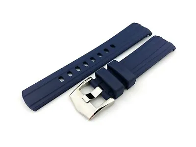 £27.50 • Buy Navy Blue Rubber Silicone Strap Band Fits OMEGA SeaMaster Watch 20mm With Buckle
