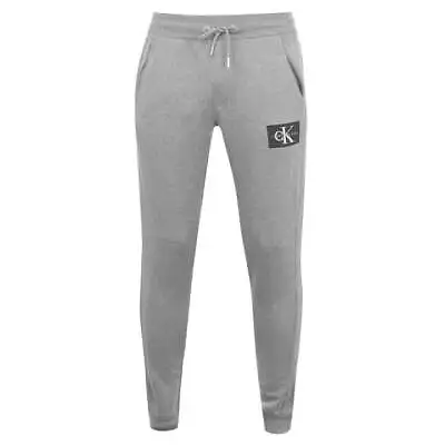 Calvin Klein Tracksuit Bottoms Grey Patch Logo Joggers Mens Size L XL • £37.99