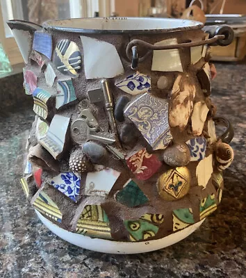 Folk Art Pottery Chard Vtg Memory Jug / Kettle • $225