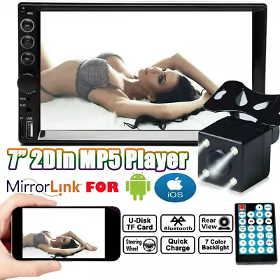 Car Stereo 2DIN MP5 Touch Screen Mirror Link FOR IOS / Android HD Lens W/ Camera • $50.40