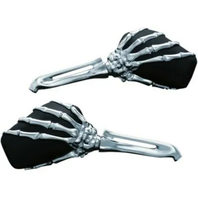 $161.96 • Buy Kuryakyn 1759 Chrome & Black Skeleton Hand Pair Of Mirrors For All Harley 65-20