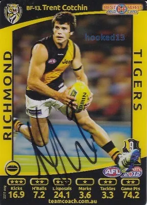 $49.13 • Buy Signed Trent Cotchin Richmond Tigers Autograph On 2012 Teamcoach B&F Holo Card