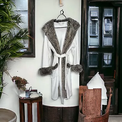 Pottery Barn - XL Luxury Faux Fur Ombre Robe W/ Gray Trim - “K” Monogram • $23.96