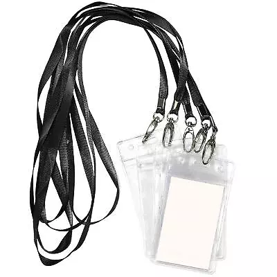 Lanyard With ID Holder 50 Pcs Waterproof Name Tag Vertical Badge ID Card Holders • $32.46