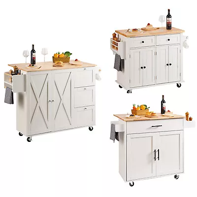 VEVOR 35.4 /45.3  Kitchen Island Cart Rolling Storage Cabinet Cart Drawer & Rack • $281.99