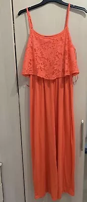 Orange Maxi Dress With Lace Detail - Size 12 - George  • £4