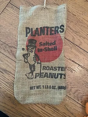 Vintage Planters Salted In-Shell Roasted Peanuts Burlap 1 Lb 8 Oz Bag Sack • £7.59