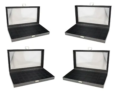 Clear Top Grey Coin Medal Jewellery Display Case & Choice Of Black Velvet Insert • £24.99