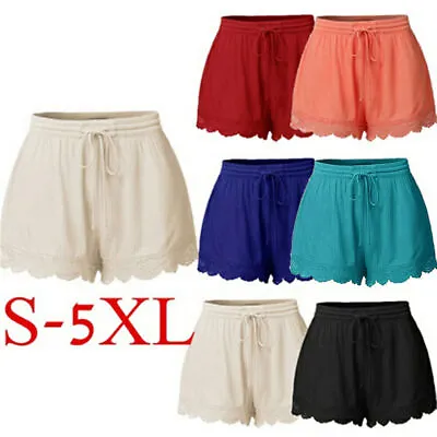 £8.98 • Buy Plus Size Women's Elastic Waist Drawstring Shorts Ladies Summer Casual Hot Pants