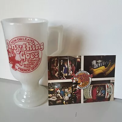  Anything Goes  New Orleans French Quarter Vtg Milk Glass Mug And Postcard • $12.50